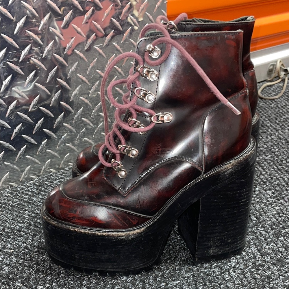Jeffrey Campbell Brown Lace Up Boots with Chunky Platform